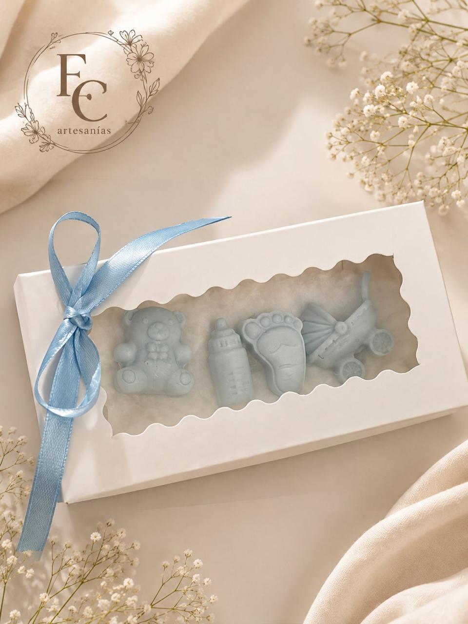 Recuerdo de baby shower en caja